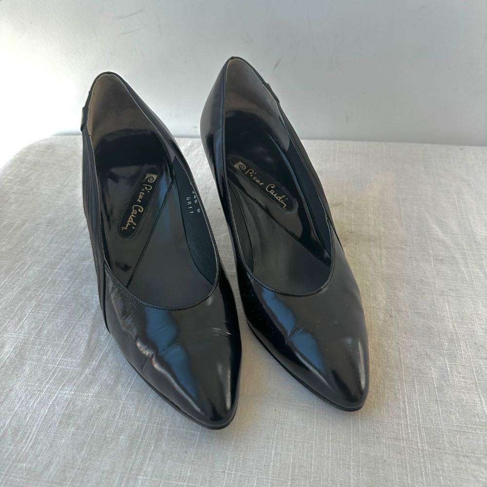 Pierre Cardin Vintage Black Patent Leather Heels Party‎ Career Pumps Size 6.5 - Picture 7 of 10
